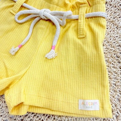  Conj. Blusa Ratinhas e Short - Areia e Amarelo